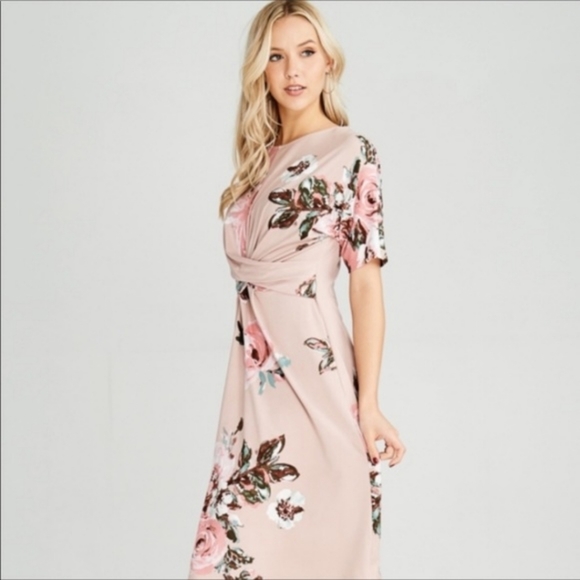 Kayla's Armoire Floral Faux-Wrap Assymetric Dress - Picture 16 of 16